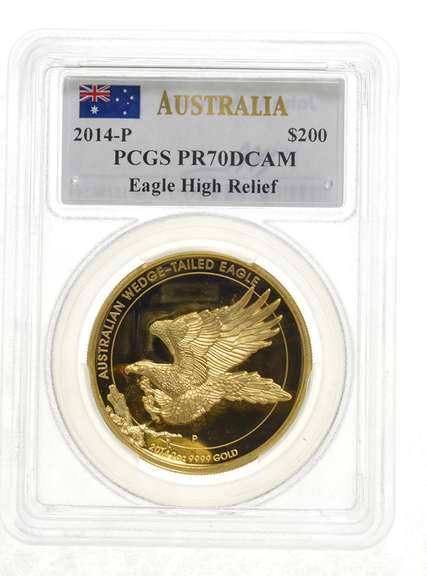 2014 Australia 2 oz Gold Wedge Tailed Eagle PR70 PCGS $200 Mercanti