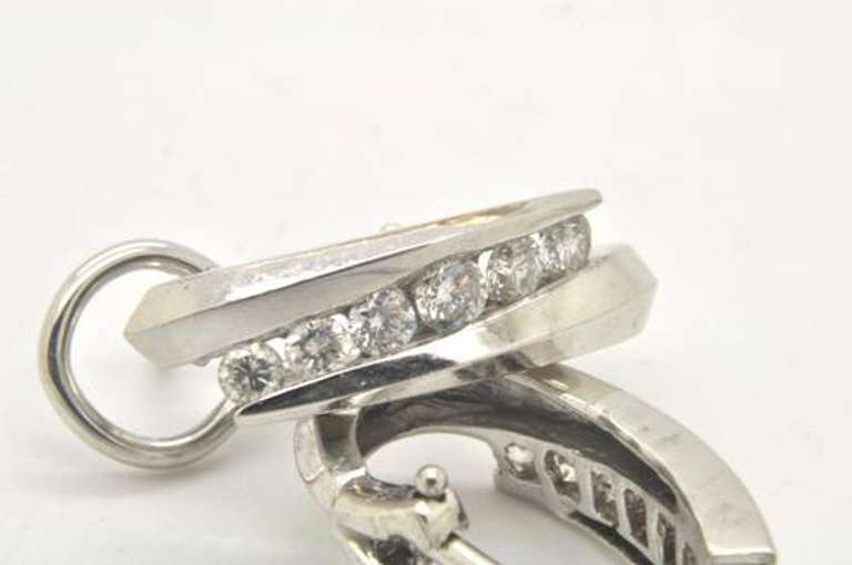LADIES 14 KT WHITE GOLD DIAMOND EARRINGS