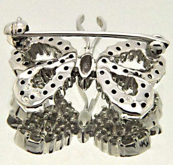 14 KT WHITE GOLD & DIAMOND BUTTERFLY BROOCH.