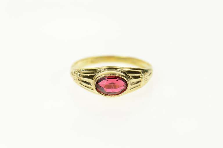 10K Yellow Gold Victorian Sim. Oval Ruby Child's Baby Ring