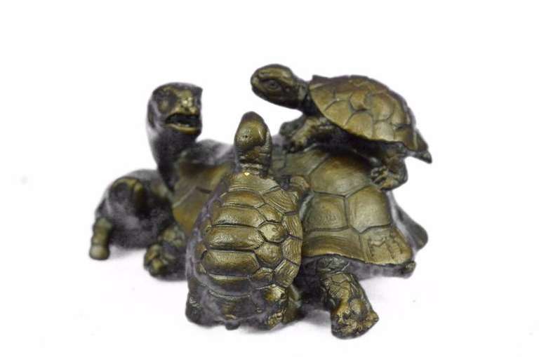 Turtle Family Bronze Figurine