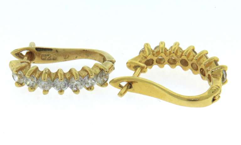 Sterling Silver Half Hoop CZ Earrings