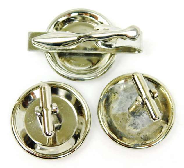 1960-61 Silver Quarter Cuff Links & Tie Bar