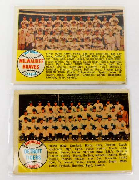 2 Topps Team Check Lists Baseball Cards
