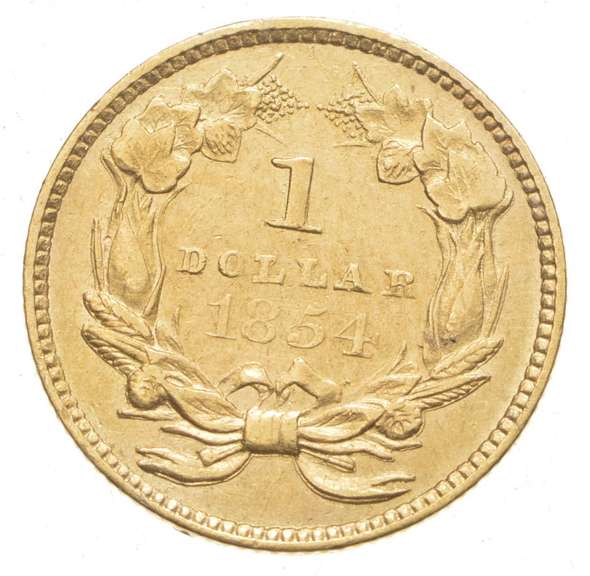 1854 $1.00 Indian Princess Head Gold Dollar