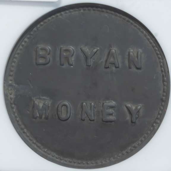 Rare Lead 1896 One Dime Bryan Money NGC AU 50 Holdered
