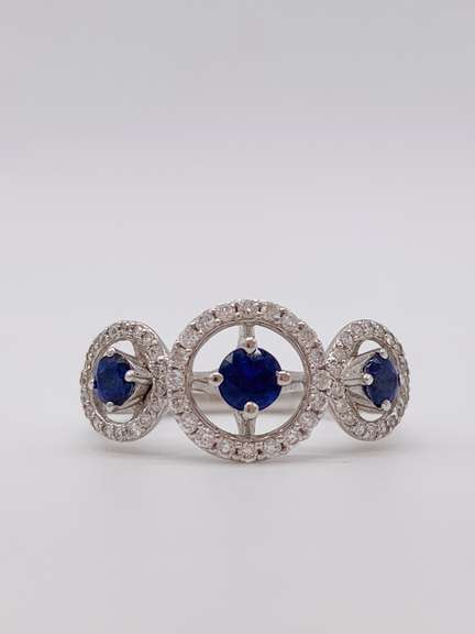 14kt Gold, Blue Sapphire & Diamond Ring