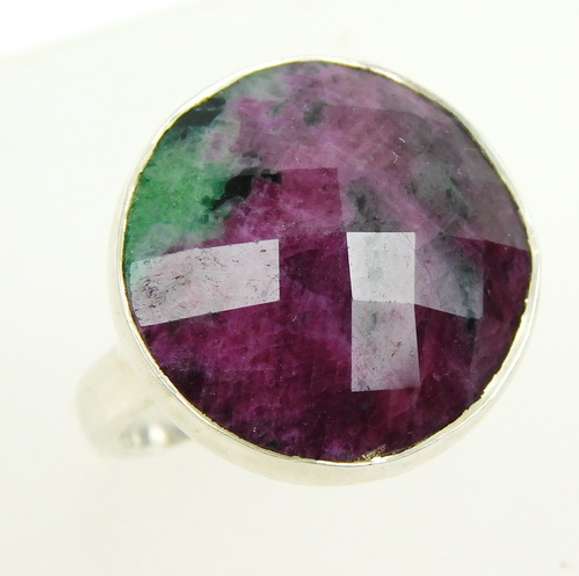 Natural Bi-Color Faceted Sapphire Sterling Ring, Size 6