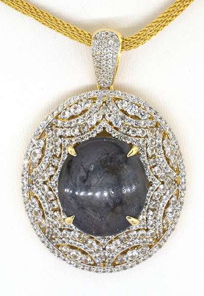Blindingly Sparkly Huge 50.0CTS Natural Star Ruby & White Sapphire Necklace in Vermeil