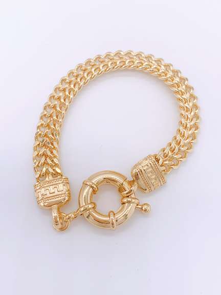 Beautiful 18kt Gold Plated Greek Key Design Bracelet