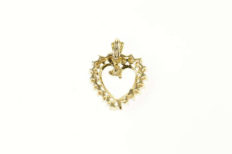 10K Yellow Gold Classic Diamond Accent Heart Love Pendant