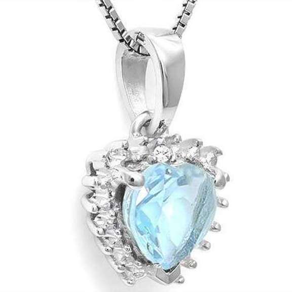 4/5 CT BABY SWISS BLUE TOPAZ & DIAMOND STERLING SILVER PENDANT