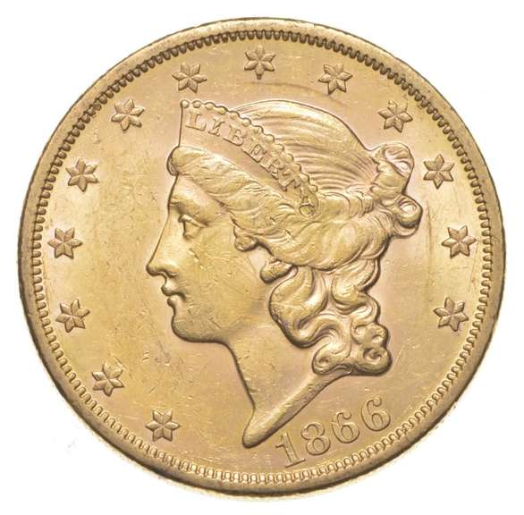 1866 $20 Liberty Head Gold Double Eagle