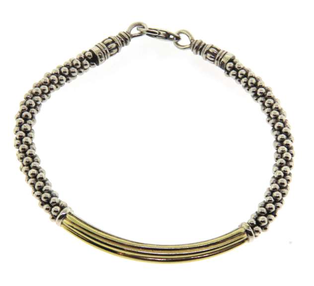 Lagos two tone Bar Sterling Silver Bracelet