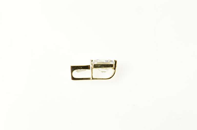 14K Yellow Gold Princess Cubic Zirconia Baguette Statement Pendant