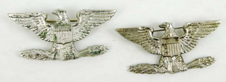 Colonel Officer Insignia Set of Sterling Silver Pins