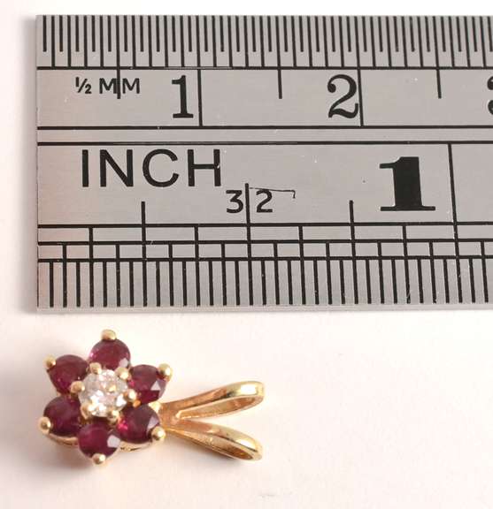 Sweet Ruby & Diamond Flower Pendant