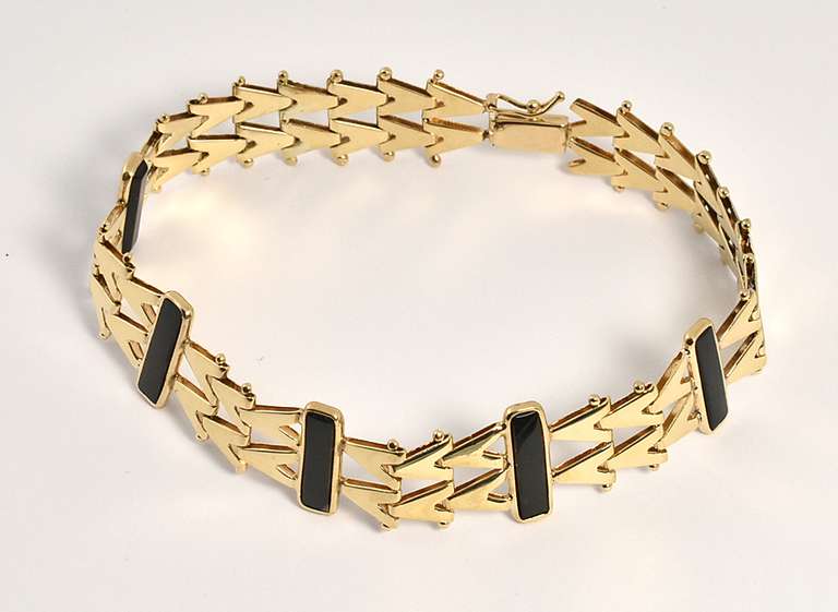 Stylish Black Onyx Gold Bracelet