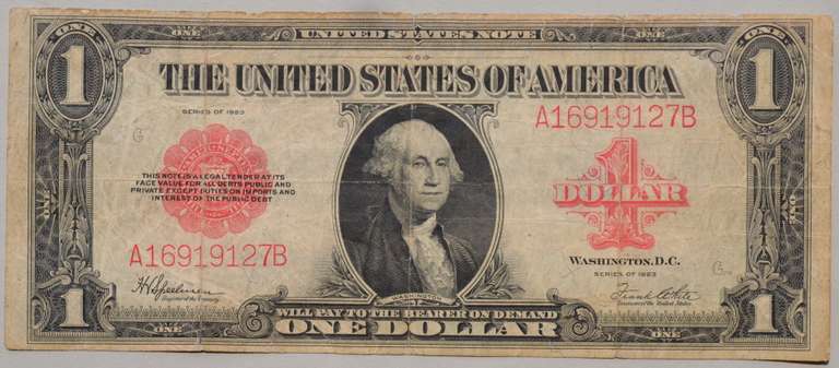 $1 Red Seal Series of 1923 US Note