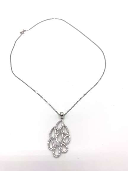Fun Sterling Silver Necklace with White Gemstones