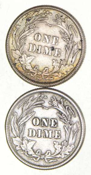 Lot (2) 1912 & 1912-D Barber Dimes