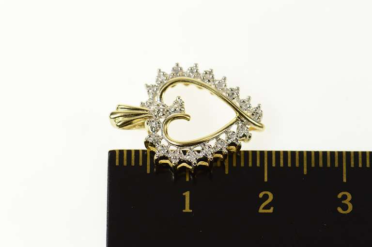 10K Yellow Gold Classic Diamond Accent Heart Love Pendant