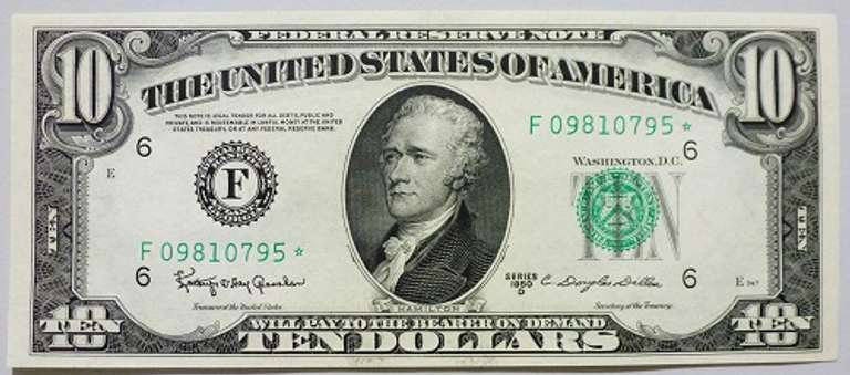 Crisp Exceptional $10 1950D Star Replacement Note FRB Atlanta!