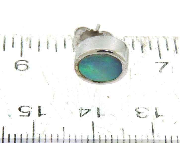 Gorgeous White Gold Bezel Set Opal Earrings