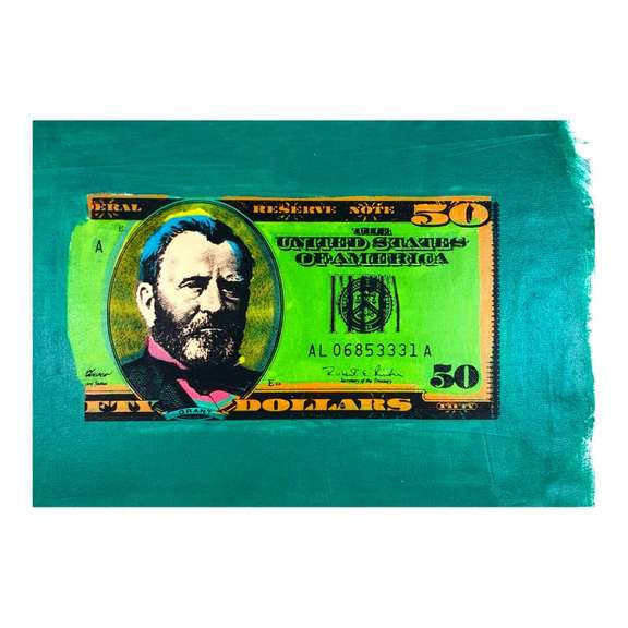 50 Dollar Bill by Steve Kaufman (1960-2010)