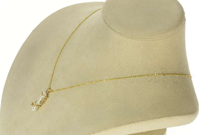 14K Yellow Gold Ornate Rough Pearl Diamond Statement Pendant