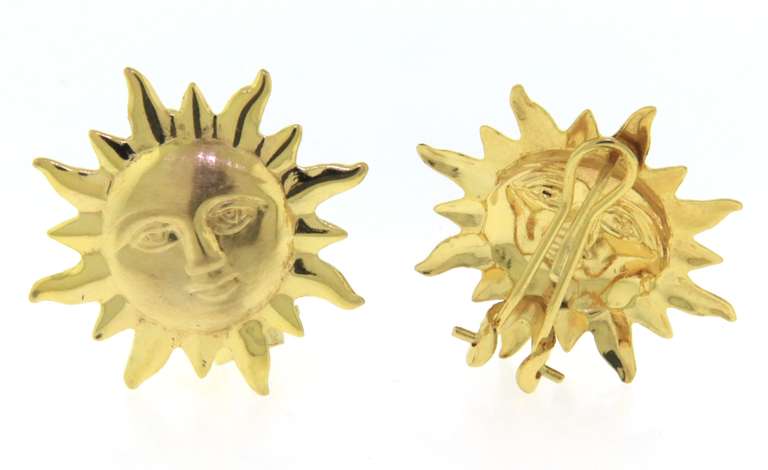 Great Yellow Gold Sun Earrings