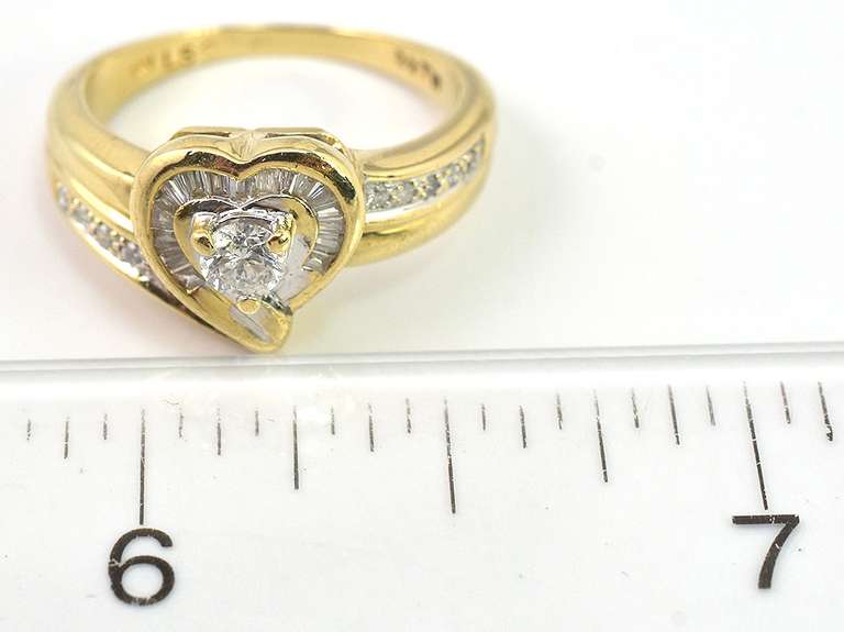 Sweet 3/8CTW Diamond Heart Ring in 14KT Yellow Gold