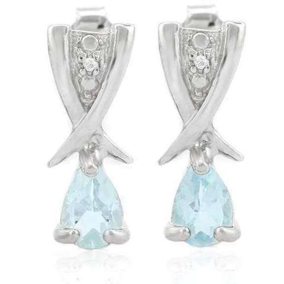 1 CARAT BABY SWISS BLUE TOPAZ STERLING SILVER EARRINGS