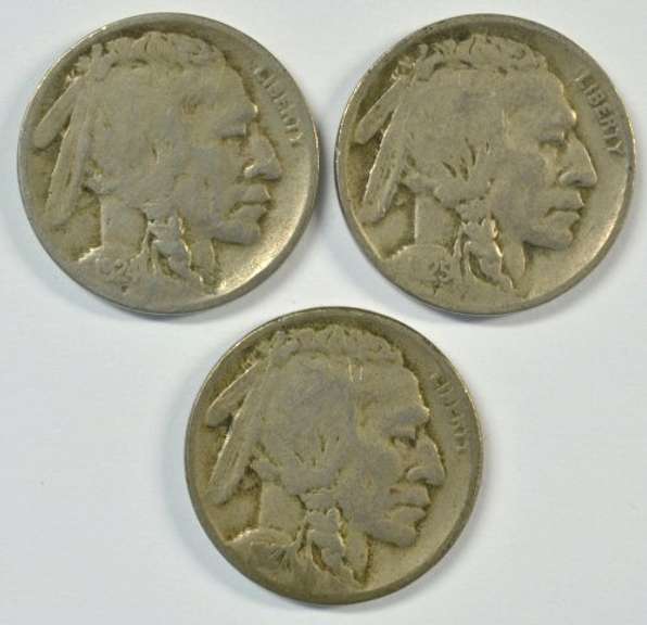 Very high graded 1918, 1919, & 1921 Buffalo Nickels