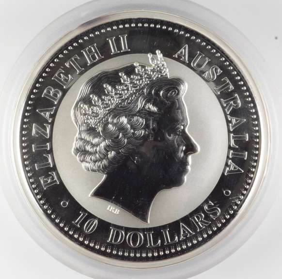 2000 Australia 10 Dollars - 10 Oz. .999 Fine Silver Kookaburra