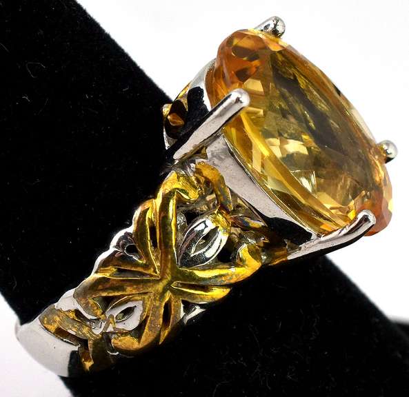 Breathtaking Citrine Ring in 2-Tone Sterling Silver