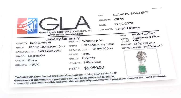 Lovely Natural Emerald & Sapphire Necklace in Sterling Silver