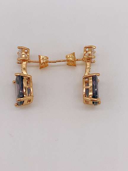 18kt Gold Plated Sapphire Earrings