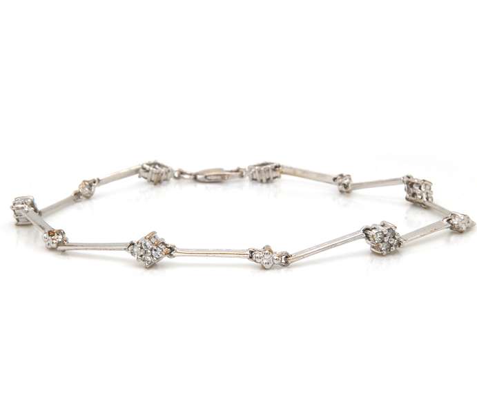 Precious 14kt WG Diamond Cluster Bar Bracelet