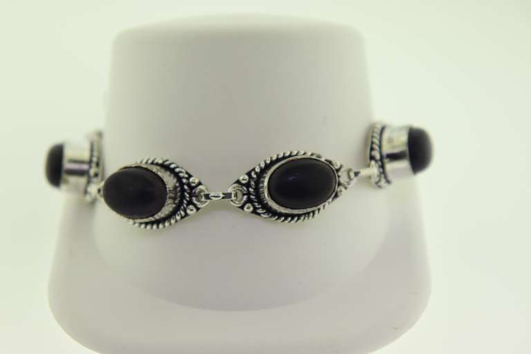 Silver-Tone Quartz Gemstone Bracelet