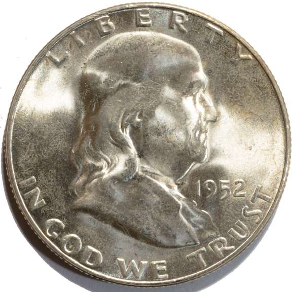 1952 S  Choice BU Key Date Franklin Half