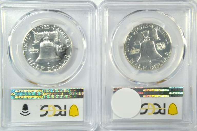 Super Gem Proof 1955 & 1956 Franklin Halves. PCGS PR66
