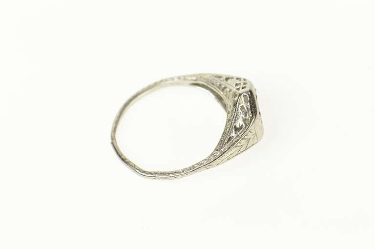 Platinum Art Deco 5.3mm Filigree Engagement Setting Ring