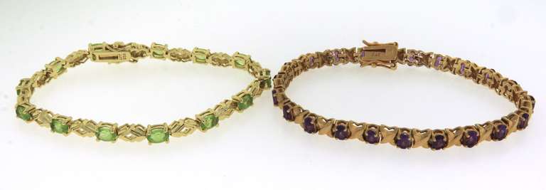Sterling Silver XO Group LoT Of Two Amethyst Bracelets