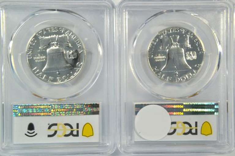 Awesome PCGS PR67 graded 1955 & 1956 Franklin Half Dollars