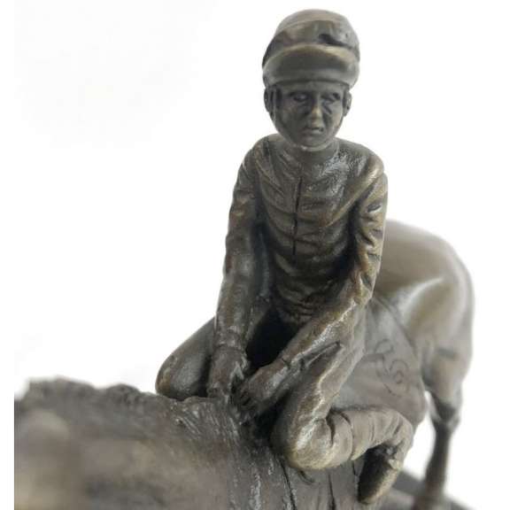 Horse Jockey Racing Equine Art Tribute Thoroughbred Bronze Marble Statue Gift