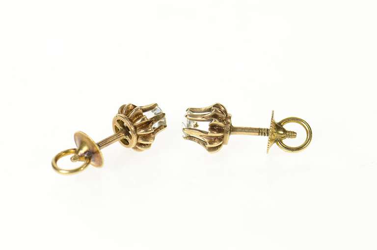 14K Yellow Gold Victorian Gypsy Set Ornate Screw Back Stud Earrings