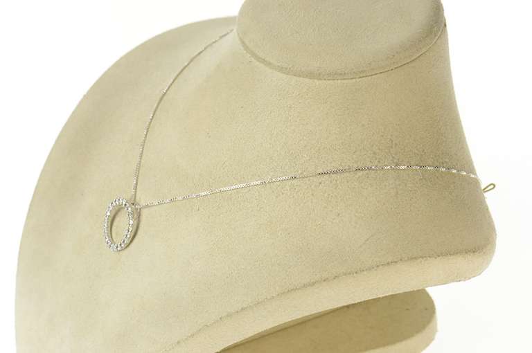 14K White Gold Round Cubic Zirconia Circle Classic Journey Pendant