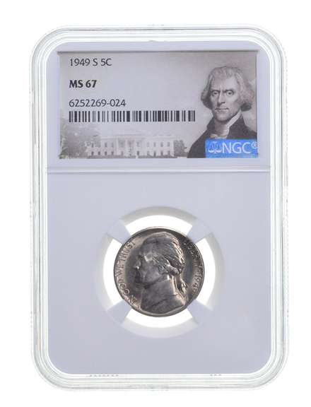 MS67 1949-S Jefferson Nickel - Graded NGC