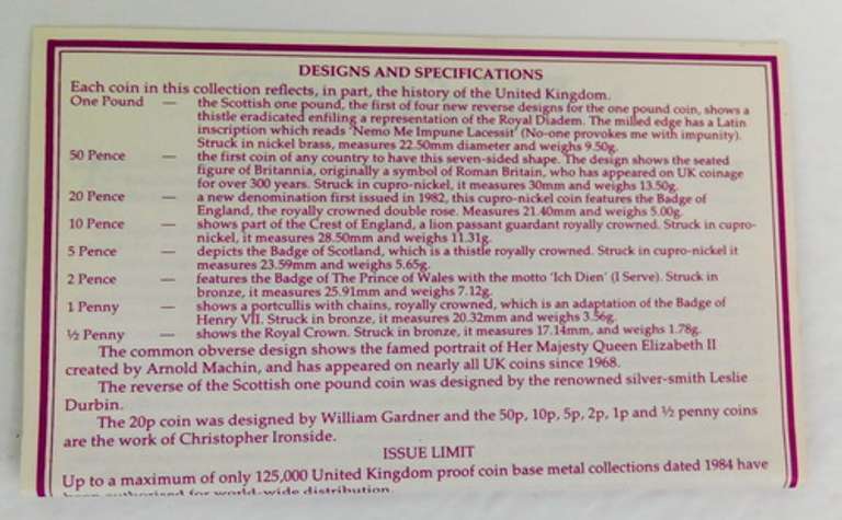 1984 United Kingdom Proof Coin Set